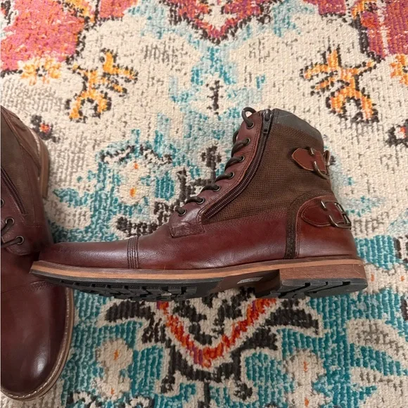 Men’s Crown Vintage Leather Lace Up Boots - Picture 3 of 8